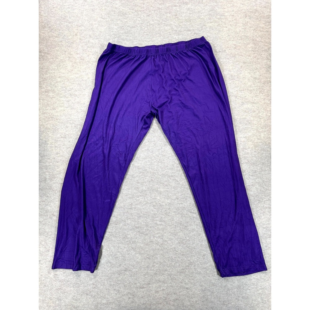Womens Pull On Pants 4XL Purple High Rise Relaxed Straight Leg Everyday Casual